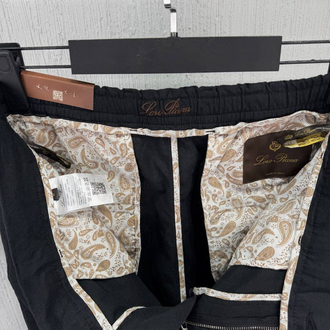 Loro Piana Erkek Regular Fit Siyah Ham Keten Pantolon