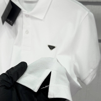 Prada Erkek Regular Fit Beyaz Polo Yaka Tişört