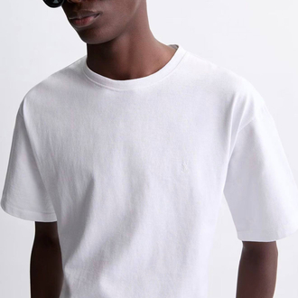 YSL Erkek Regular Fit Beyaz Tişört
