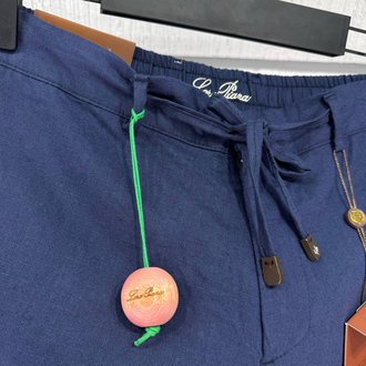 Loro Piana Erkek Regular Fit Lacivert Keten Şort