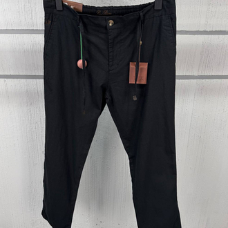 Loro Piana Erkek Regular Fit Siyah Ham Keten Pantolon