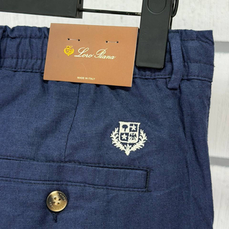 Loro Piana Erkek Regular Fit Lacivert Ham Keten Pantolon