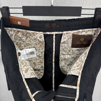 Loro Piana Erkek Regular Fit Siyah Keten Şort