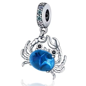 925 Ayar Gümüş Mavi Yengeç Sallantılı Charm