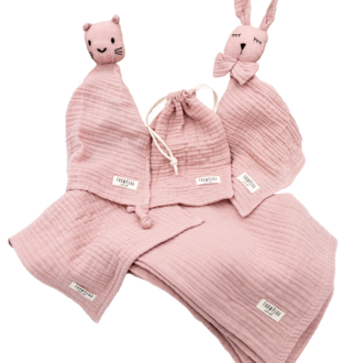 From Pera Pudra Pembe Renk %100 Pamuk 5’li Müslin Bebek Hediye Seti – Oeko-Tex® Sertifikalı