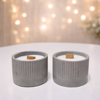 Taş Tozu Kap Mumluk – Vanilya Kokulu Soya Wax Mum | El Yapımı