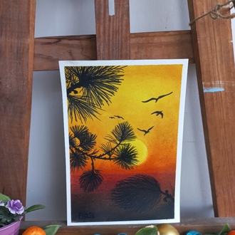 Gün Batımı / Çam Temalı