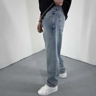 Yıkamalı Mavi Baggy Jean 