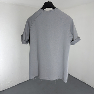 Lazer Kesim OverSize T-Shirt gri