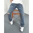 Dizi Yırtık Baggy Jean Mavi