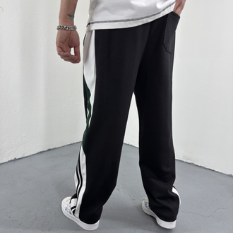 Şerit Detaylı Baggy Eşofman Siyah