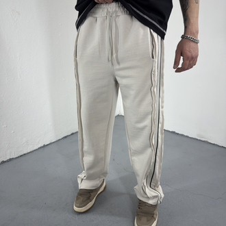 Strip Parallel Baggy Eşofman Krem