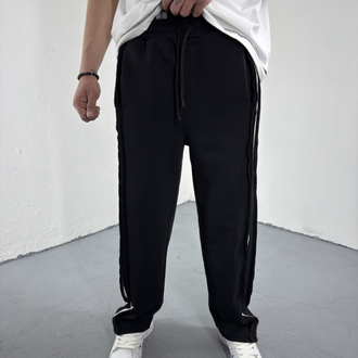 Strip Parallel Baggy Eşofman Siyah