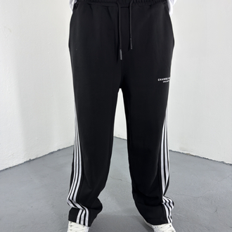 Asimetrik Şeritli Baggy Eşofman Alt siyah