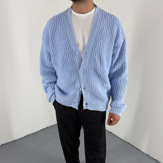 Boxy Fit Hırka Bebe Mavisi