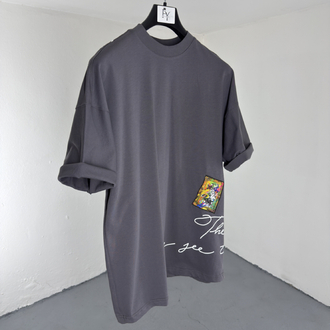 Patch Yamalı OverSize Tee Gri