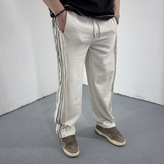 Strip Parallel Baggy Eşofman Krem