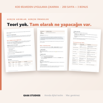 Kod Bilmeden Claude ile App Store ve Play Store için Uygulama Çıkarma (200 Sayfa + 3 Bonus)