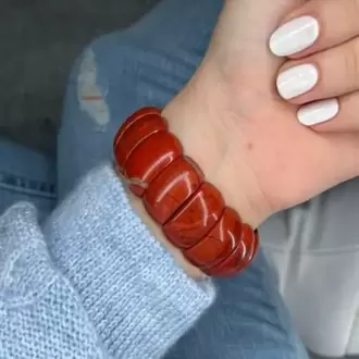 Kırmızı Jasper İri Boy Bombeli Bileklik