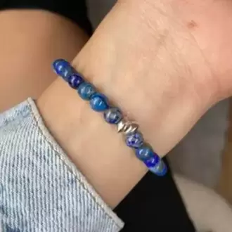 Lapis Lazuli Gümüş Kaplama Bileklik