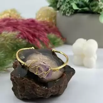 Ametist Doğal Taş Bileklik Metal 