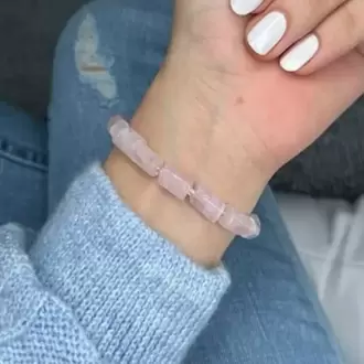 Pembe Kuvars Doğal Taş Kapsül Bileklik