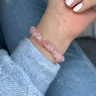 Pembe Kuvars Bileklik 24K Altın Kaplama