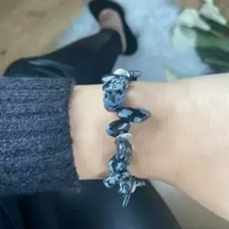 Karlı Obsidyen Doğal Taş Bileklik