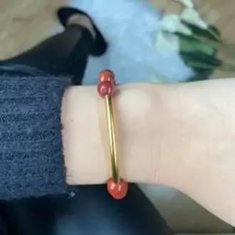 Kırmızı Jasper Doğal Taş Bileklik 24K Altın Kaplama