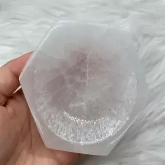 Selenit Kristal Doğal Taş Altıgen Tabak