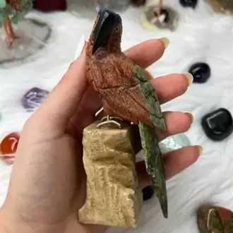 Krizokol Doğal Taş Papağan (El Oyması)