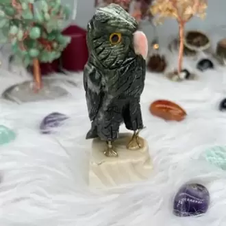 Serpentin Doğal Taş Baykuş Figürü