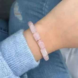 Pembe Kuvars Doğal Taş Kapsül Bileklik