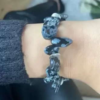 Karlı Obsidyen Doğal Taş Bileklik
