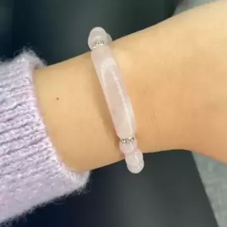 Koşulsuz Sevgi Bilekliği - Kalpli Pembe Kuvars