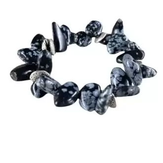 Karlı Obsidyen Doğal Taş Bileklik