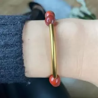 Kırmızı Jasper Doğal Taş Bileklik 24K Altın Kaplama