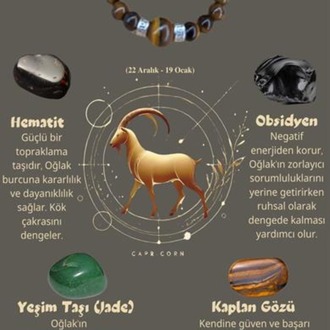 Oğlak Burcu Zodyak Doğal Taş Bileklik