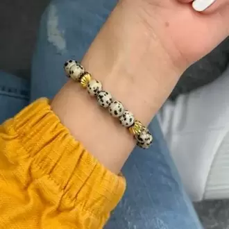 Benekli ve Kırmızı Jasper Bileklik 24K Altın Kaplama