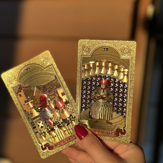 Gold foil tarot destesi (plastik kutu)