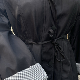 Siyah Fermuarlı ÇıtÇıtlı Beli Lastikli Cepli Mont
