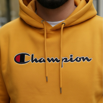 Champion Hardal Şapkalı Cepli Sweatshirt