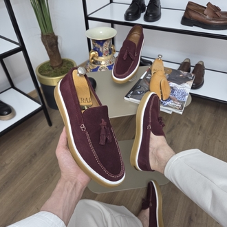 Alaçatı Bordo - hakiki süet deri loafer