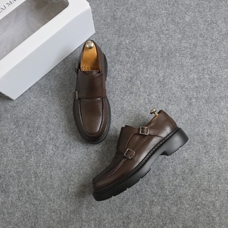 yeni kahve çift toka - hakiki deri loafer