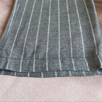 Füme Çizgili Yüksek Bel Kumaş Polyester/Viskon Yumuşacık Pantolon