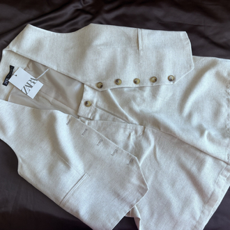 Zara&Bej Keten Yelek Şort Premium Takım (Kargo Bedava)