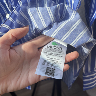 Lacoste & Mavi Beyaz Çizgili Oversize Gömlek