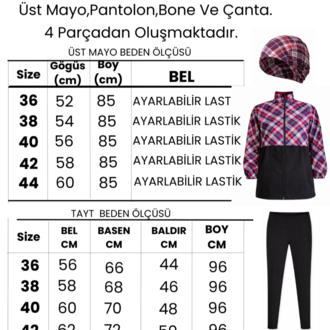 Kadın Tesettür Mayo 4'lü Set Yarım Kapama Fermuarlı.