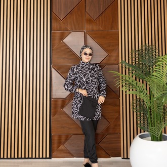  Kadın Tesettür Mayo 5'li Tam  Kapama Fermuarlı.