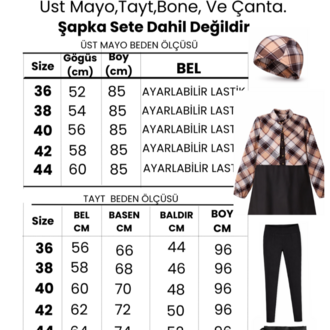 Kadın Tesettür Mayo 4'lü Set Yarım Kapama Fermuarlı.